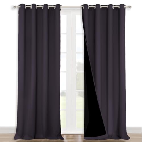 Full Shading Curtains 90" Long 2 Panels Set for Windows (Greyish Purple / 52"W x 90"L (Pack of 2))
