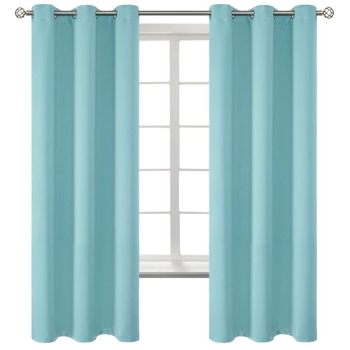 Baby Blue Blackout Curtains for Bedroom 63 Inch Long (Baby Blue / 46"W x 63"L (Pack of 2))
