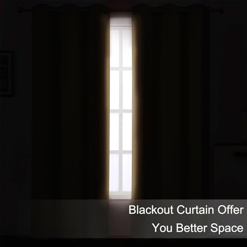 Blackout Curtains 52 x 84 inches Long Natural Curtains Set of 2 Panels Thermal Insulated Room Darkening Curtains for Bedroom (Natural / 52"W x 84"L (Pack of 2))