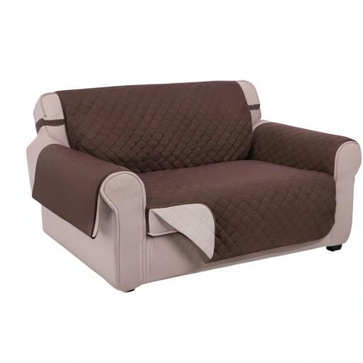 Loveseat Sofa Cover for 2 Cushion Couch (Coffee/Beige / 54"loveseat-medium)