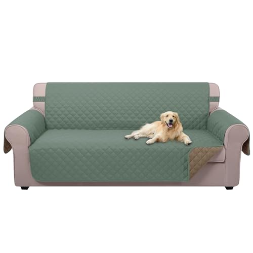 Large Sofa Cover Reversible Couch Cover (Greyish Green/Taupe / 78"sofa Xl - Xl Large)