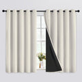 Cream 100% Blackout Curtains Room Darkening Living Room 63 Inch (Cream / 62"W x 63"L (Pack of 2))