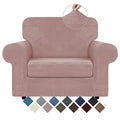 Velvet Stretch 2 Pieces Chair Sofa Slipcovers Washable (Small / Pink)