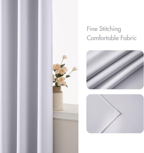 Greyish White Blackout Bedroom Curtains Drapes 72 Inch Long 52"x72" (Greyish White / 52"W x 72"L (Pack of 2))