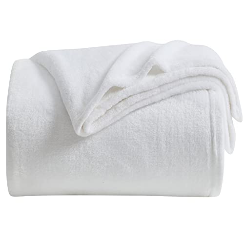 Fleece Blanket Twin Size White Lightweight Throw Blanket Super Soft Cozy Microfiber Blanket 60x80 Inches (White / Twin(60"x80"))
