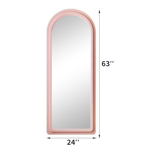Floor Mirror Full Length Mirror with Stand (Arched - Pink)