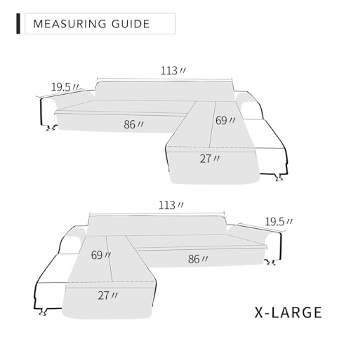 Reversible L Shape Sectional Couch Cover (X-Large / Ivory/Ivory)