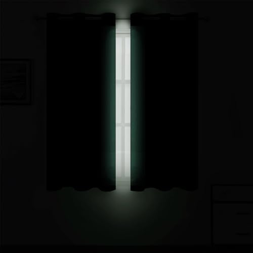 Blackout Curtains 66 x 54 Inch Long Dark Green Curtains Set of 2 Panels Room Darkening Curtains for Bedroom and Living Room (Green / 66"W x 54"L (Pack of 2))