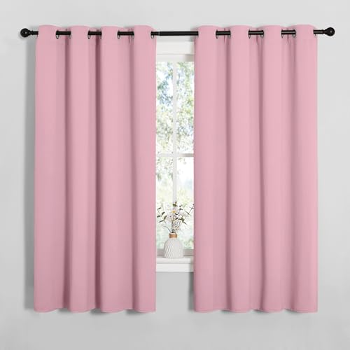 Bedroom Blackout Curtain Panels 1 Pair 55 by 68 (Crystal Pink / 55"W x 68"L (Pack of 2))