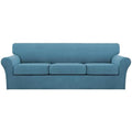 4 Piece Sofa Covers for 3 Cushion Couch Sofa Slipcover Soft Couch Cover for Dogs Washable Furniture Cover with 3 Individual Large Cushion Covers Feature Fabric (L Sofa (3 Cushion) / Storm Blue)