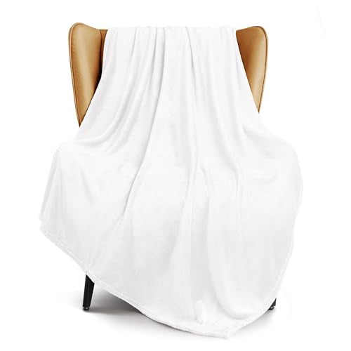 Soft Large Fleece Throw Blanket for Couch (Pure White / Throw XL (50" x 70"))