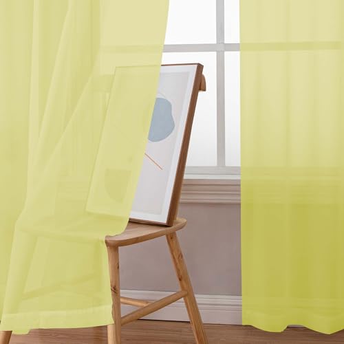 Lemon Sheer Curtains 96 Inches Long (Lemon / 42"W x 96"L (Pack of 2))