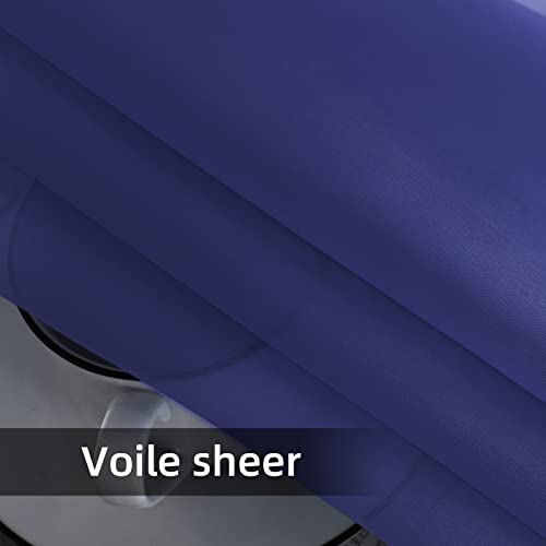 Sheer Voile Window Treatment Rod Pocket Curtain Panels for Kitchen Bedroom Living Room Drapes Sunlight Filtering Privacy Semi Home Decor Assorted Colors Sizes (Navy / 52"W x 108"L (Pack of 2))