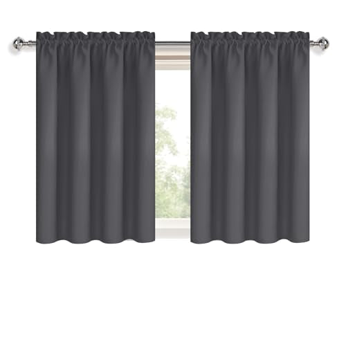 Short Blackout Curtains 52 x 36 Inch for Kitchen RV Bunk Dark Grey (Dark Grey / 52"W x 36"L (Pack of 2))