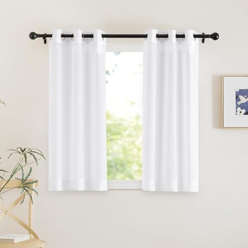 White Sheer 54 inch Length Curtains (White / 30"W x 54"L (Pack of 2))
