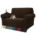 1 Piece Jacquard Couch Covers for 2 Cushion Couch High Stretch Loveseat Slipcover for Pets Dogs Anti Slip Love Seat Sofa Slipcover Furniture Protector (Medium (55"-69") / Dark Coffee)