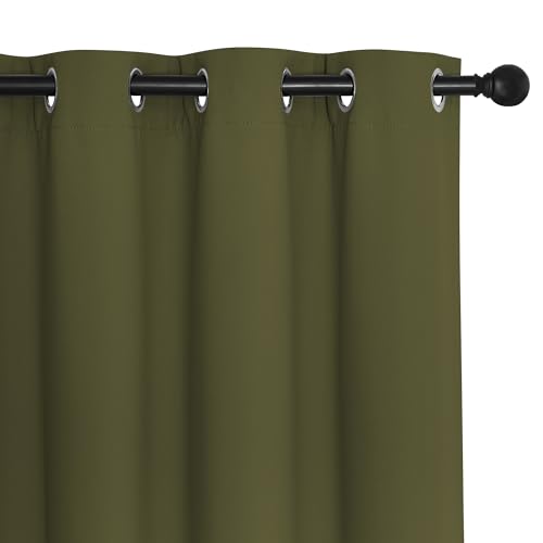 Room Darkening Curtain for Living Room (Olive Green / 46"W x 72"L (Pack of 1))