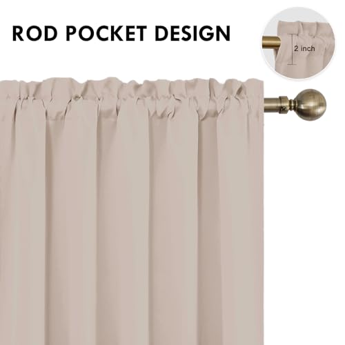 Short Blackout Curtains 60 x 36 Inch Long for Kitchen RV Bunk Camel (Camel / 60"W x 36"L (Pack of 2))
