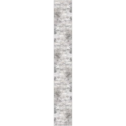 Abstract Runner Rug 3x20 Ft Extra Long Washable Runners for Hallways (Ash Grey/Beige / 3' x 20' (Rectangular))