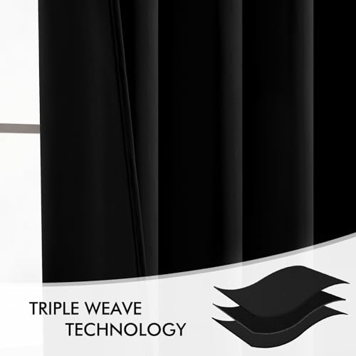 Black Back Tab Blackout Curtains 66x96 Inch Length 2 Panels Set (Black / 66"W x 96"L (Pack of 2))