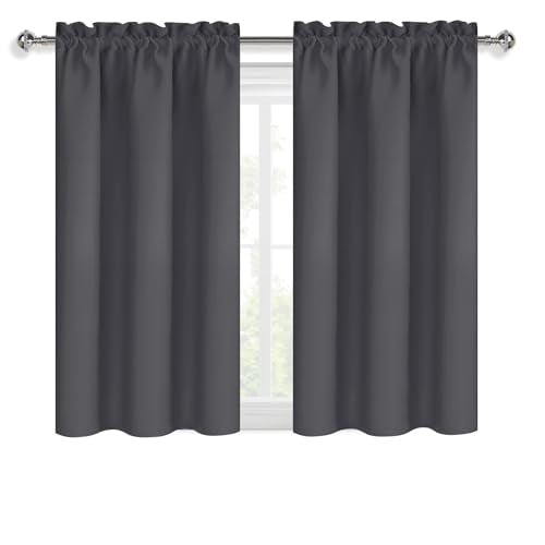 Blackout Curtains for Bedroom 38 x 45 Inch Long Dark Grey 2 Panels (Dark Grey / 38"W x 45"L (Pack of 2))