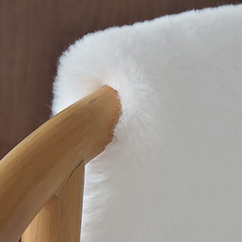 White Faux Rabbit Fluffy Fur Area Rugs for Bedroom Living Room Machine Washable Shag Rug 4x6 Nursery Rug Teen Room Decor (4' x 6' (Rectangular) / White)