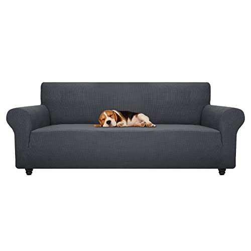 Stretch Oversized Couch Cover Universal Sofa Covers for Living Room Dogs Pet Furniture Protector Spandex Extra Large Sofa Slipcovers with Anti Slip Foam Sticks (Dark Grey / X-Large (92"-115"))