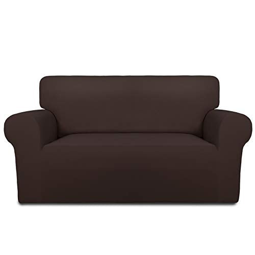 Stretch Loveseat Covers Fleece Couch Covers for Sofa Chocolate (Medium Loveseat / Chocolate)