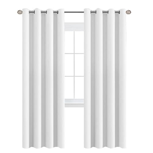 White Curtains for Bedroom Pure White Curtain 96 inches Long for Christmas Thermal Insulated Window Treatment Panel (52"W x 96"L (Pack of 1) / Pure White)