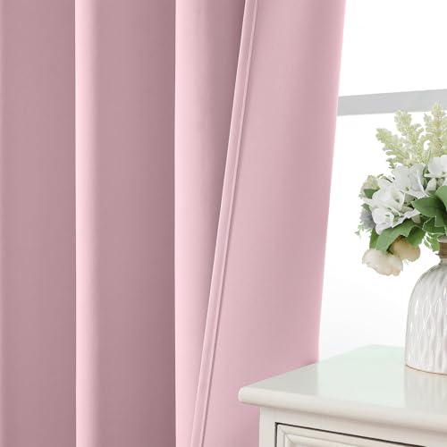 Light Pink Blackout Curtains 54 inch Length 2 Panels Set (Light Pink / 52"W x 54"L (Pack of 2))