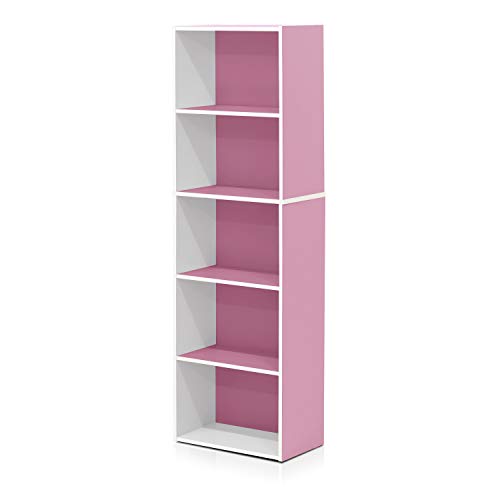 LUDER Book Shelf (White/Pink / 5-Tier)