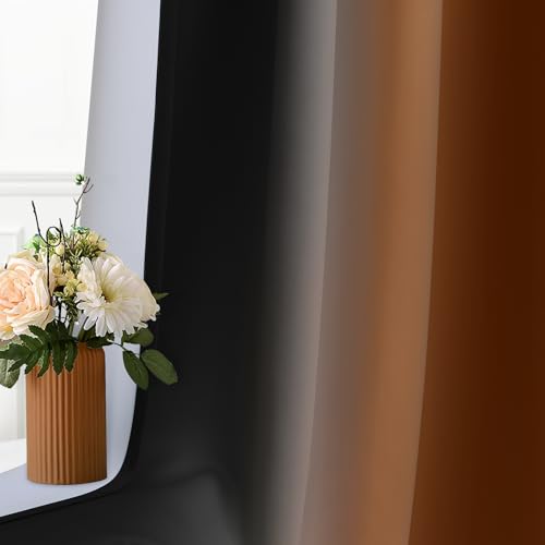 Ombre Burnt Orange and Black Room Darkening Curtains 84 inches (52"W x 84"L (Pack of 2) / Burnt Orange and Black)
