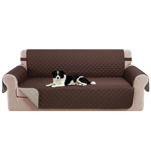 Reversible Sofa Cover for 3 Cushion (Chocolate/Beige / Sofa L - Large (68''))