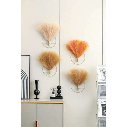 Boho Pampas Wall Decor Black Metal Wall (29-pampas-Gold&OldOrange - Black Ring / S 7.8inch (Black Ring))