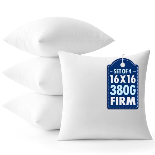 16x16 Throw Pillows Inserts 4 Pack (16x16 Inch)