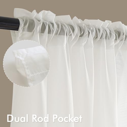 Ivory Sheer Curtains 96 Inches Long 4 Panels 54 x 96 Inches (54"W x 96"L (Pack of 4) / Ivory)