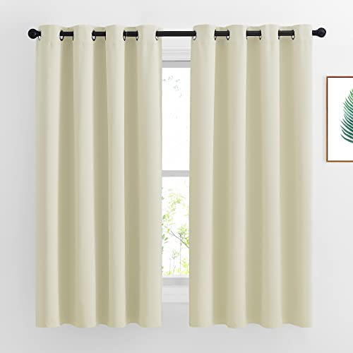 Bedroom Curtains Room Darkening Draperies (Beige / 52"W x 63"L (Pack of 2))