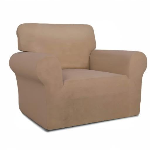 Super Stretch Chair Covers Fleece Couch Covers for Sofa Camel (Small Chair / Camel)