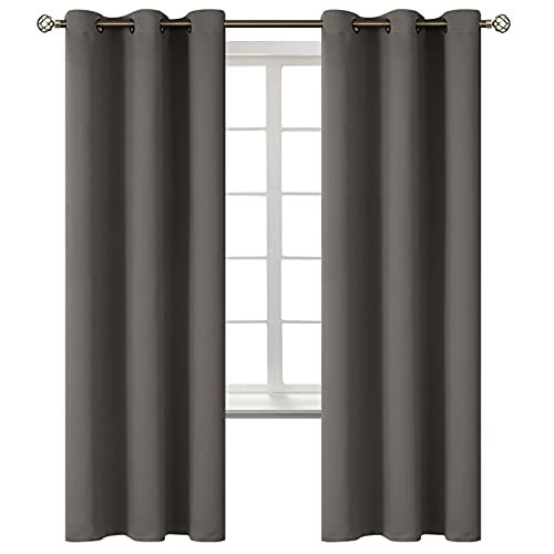 Grey Blackout Curtains for Bedroom 72 Inch Long (Grey / 42"W x 72"L (Pack of 2))