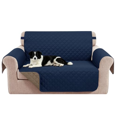 Oversized Loveseat Couch Cover for Dogs (Navy/Camel / Loveseat - Oversized (54"))