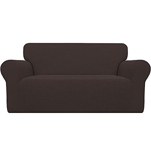 Stretch Oversized Loveseat Couch Covers Washable Chocolate (Medium-XL Loveseat / Chocolate)