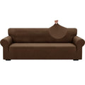 1 Piece Jacquard Couch Covers for 3 Cushion Couch High Stretch Sofa Cover for Pets Dogs Anti Slip Extra Large Sofa Slipcovers Furniture Protector (X-Large (91"-112") / New Pattern Coffee)