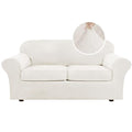 Real Velvet Plush 3 Piece Stretch Sofa Covers Couch Covers for 2 Cushion Couch Sofa Slipcovers Width Up to 90 Inch Feature Thick Soft Stay in Place (2 Cushion Sofa / Porcelain White)