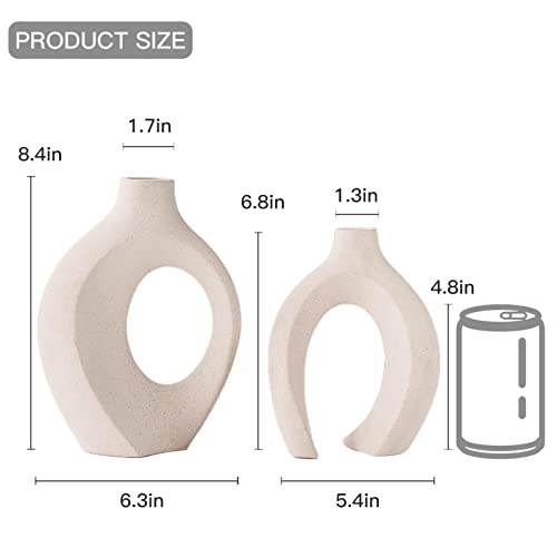 Snuggle Hollow Ceramic Vase Set of 2 (Large Cream White)