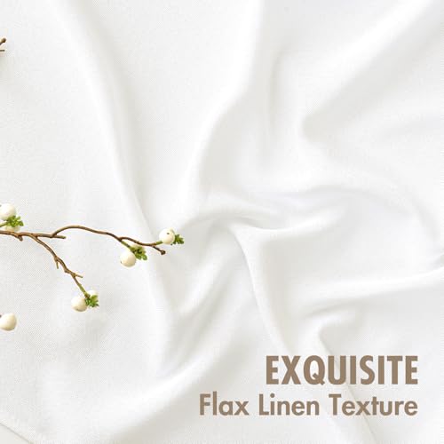 24 Inch Faux Linen Sheer Cafe Curtains for Kitchen Heathered White (Heathered White / 30"W x 24"L (Pack of 2))