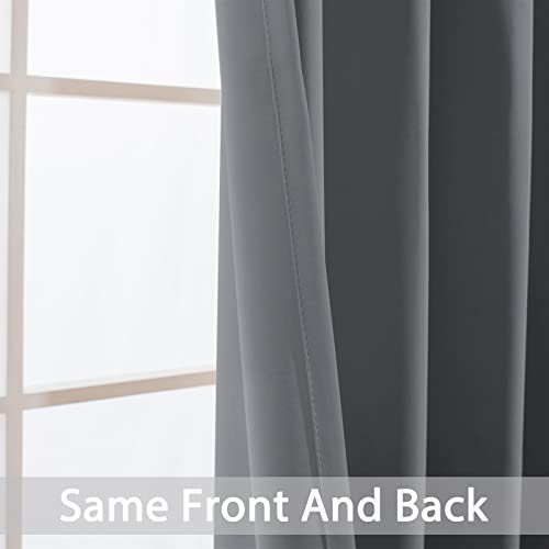 Blackout Curtains Room Darkening Thermal Insulated Window Panels (Grey / 38"W x 90"L (Pack of 2))