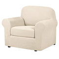 2 Piece Couch Cover Stretch Stylish Chair Cover Furniture Cover (Small / Natural)