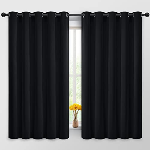 Room Darkening Curtains 62x63 inch Length Black (Black / 62"W x 63"L (Pack of 2))