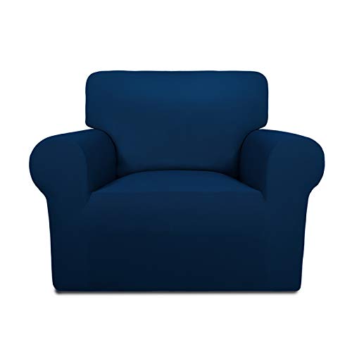 Super Stretch Chair Covers Fleece Couch Covers for Sofa Navy (Small Chair / Navy)