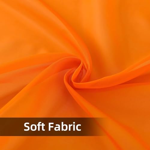 Solid Sheer Rod Pocket Curtain Voile Draperies 2 Panels White Beige Black Ivory Grey 26 Inch Width 24 Inch Long 1 Pair for Kitchen Bedroom Children Living Room Yard (Orange / 26"W x 24"L (Pack of 2))